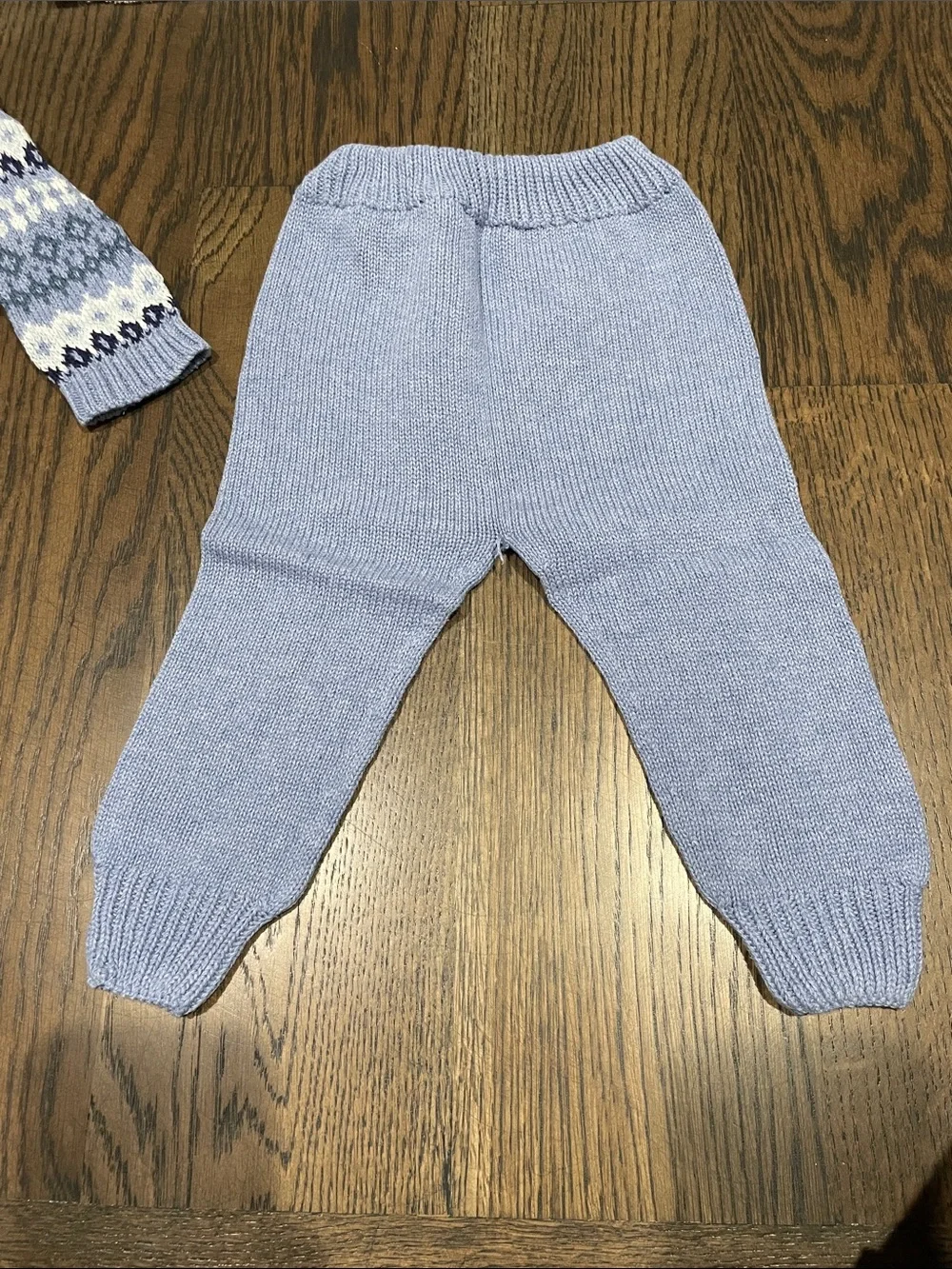 Mi Lucero Blue Fair Isle Knit Sweater & Pants Set with TBBC hat